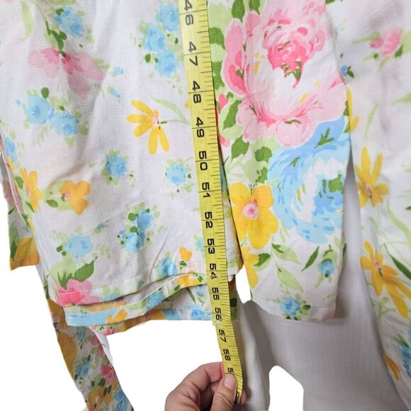 Handmade Floral Apron Dress Waist Ties Long Maxi Double V Tank Sleeveless M- XL - Picture 8 of 11